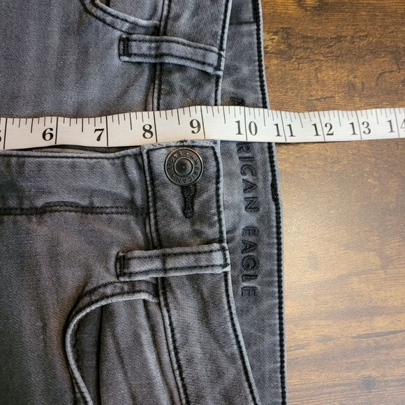 American Eagle 2 R Next Level Stretch Jegging Hi Rise Charcoal Wash Denim - Picture 9 of 11